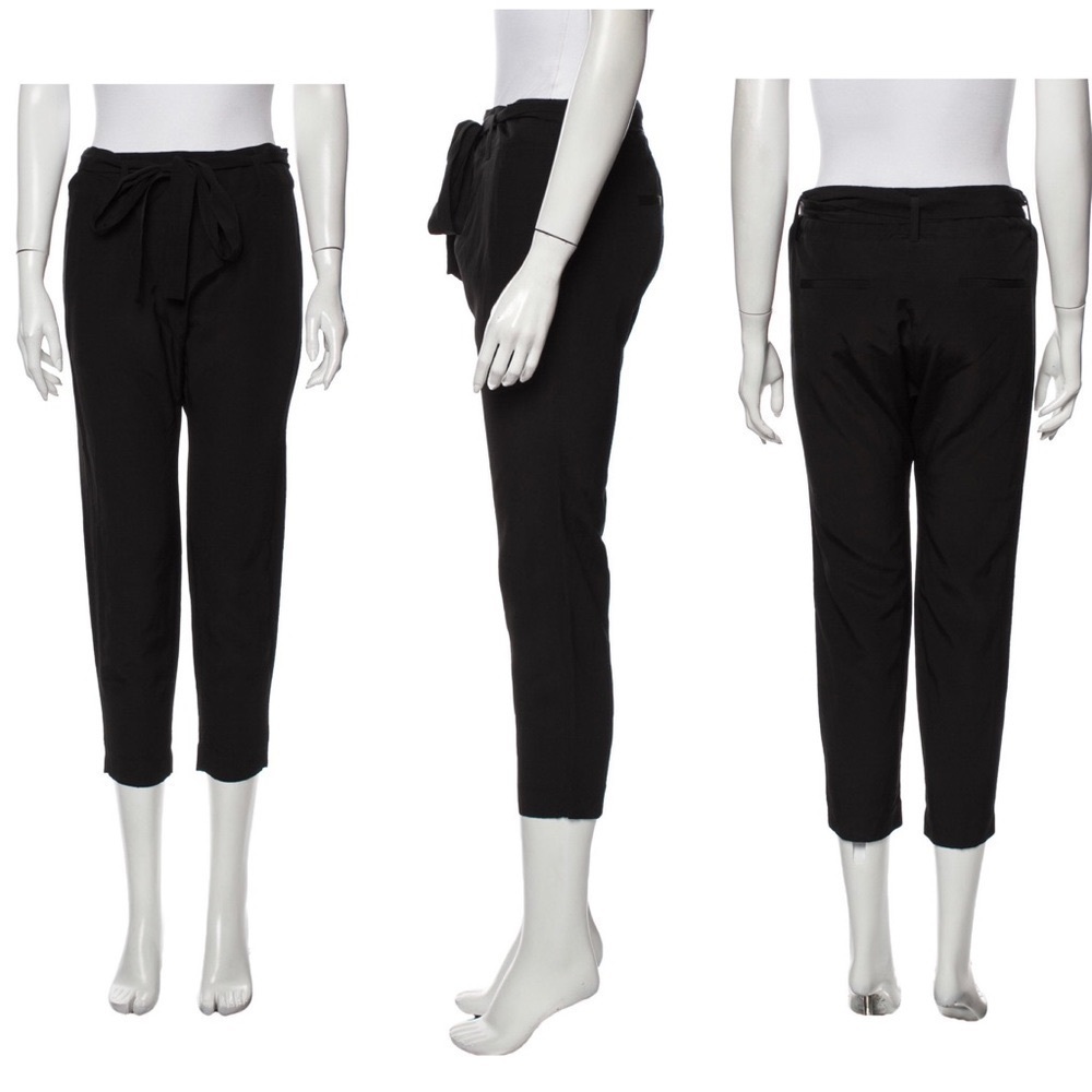Nili Lotan Pants Slouchy Crop Wrap Tie Pants in Black Size 2